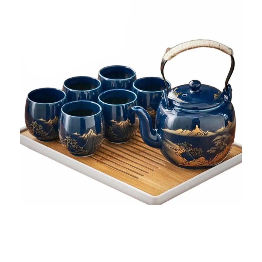 Japanese Blue Porcelain Tea Set