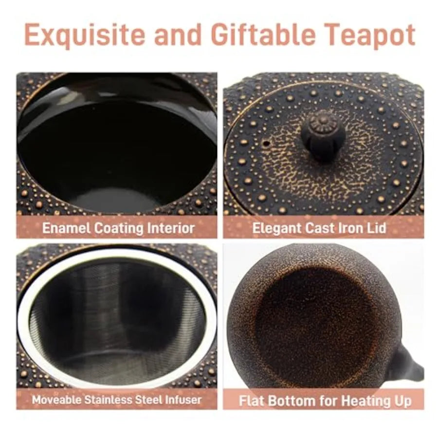Large Cast Iron Teapot 6-Cup