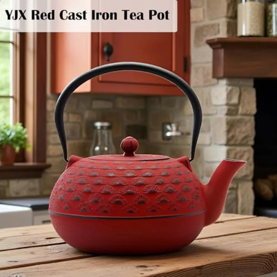 Red Cast Iron Teapot