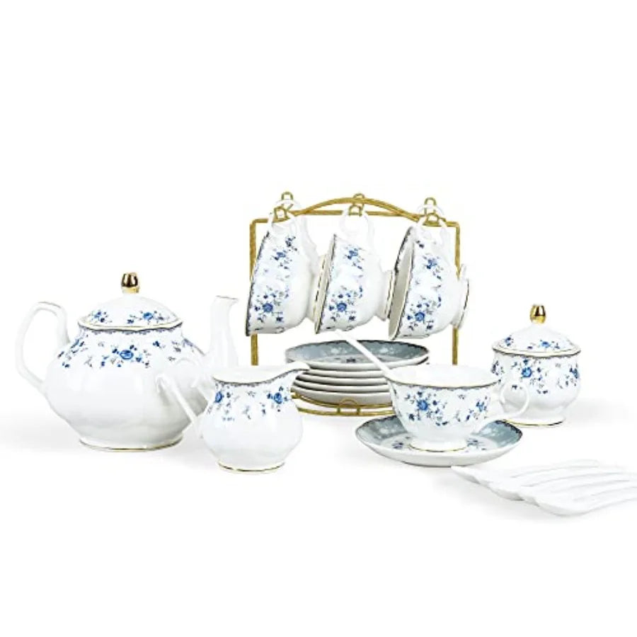 British Floral Tea Set (15-Piece)