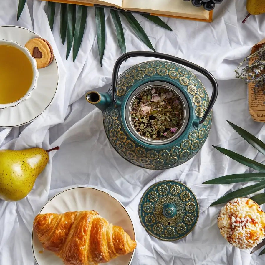 Sage Green Cast Iron Teapot