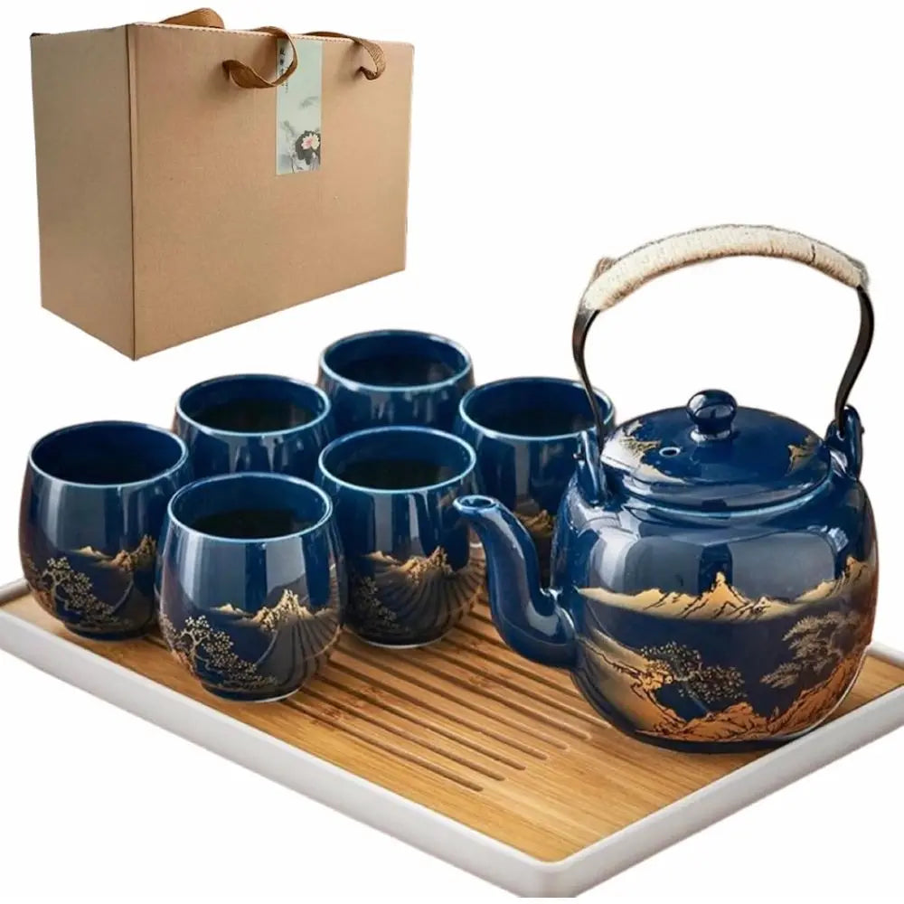 Japanese Blue Porcelain Tea Set