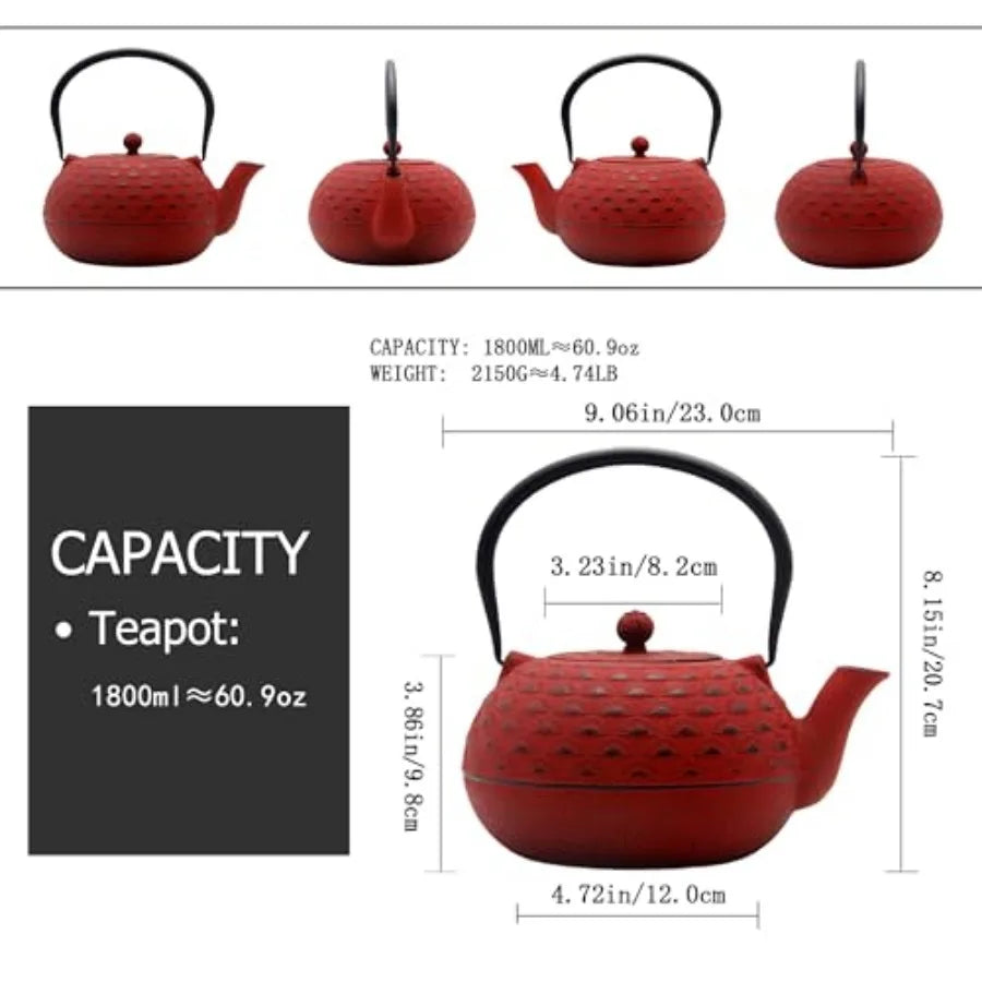 Red Cast Iron Teapot