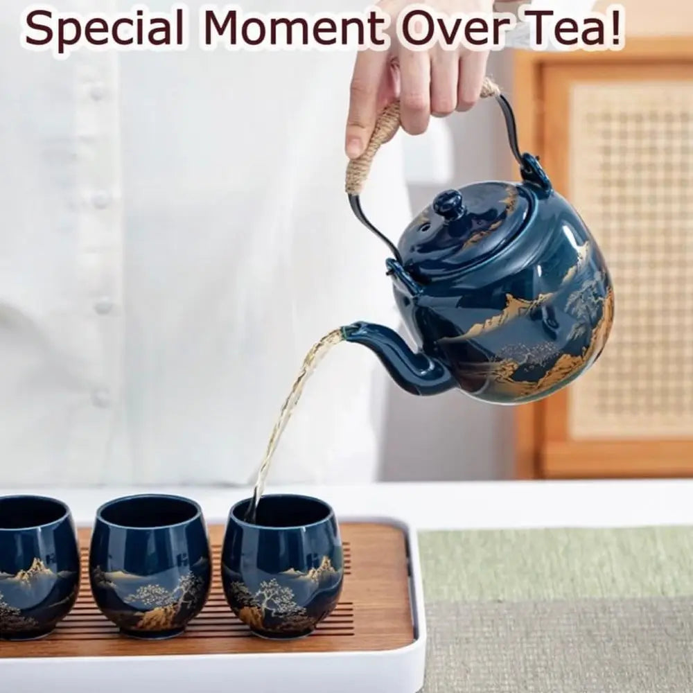 Japanese Blue Porcelain Tea Set