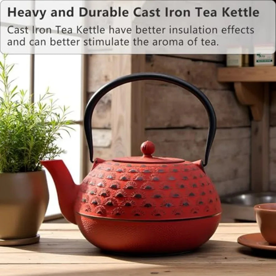 Red Cast Iron Teapot
