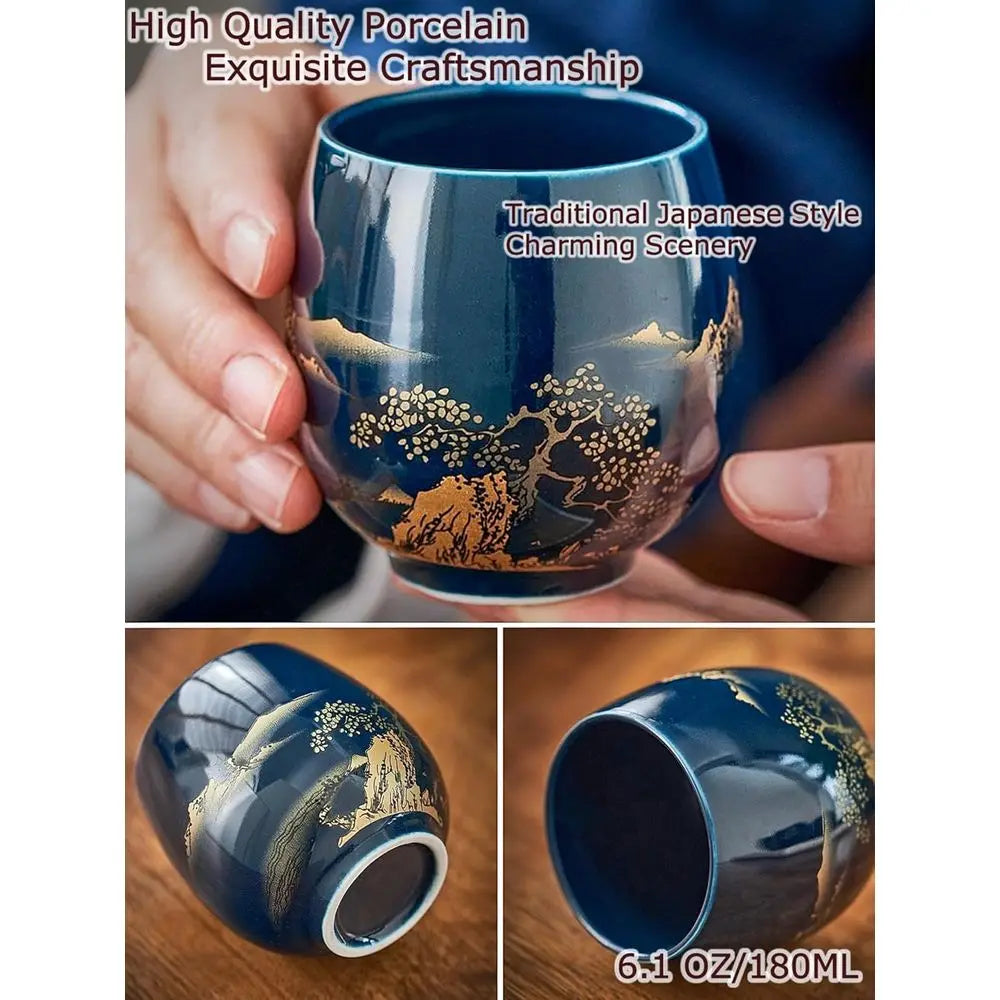 Japanese Blue Porcelain Tea Set