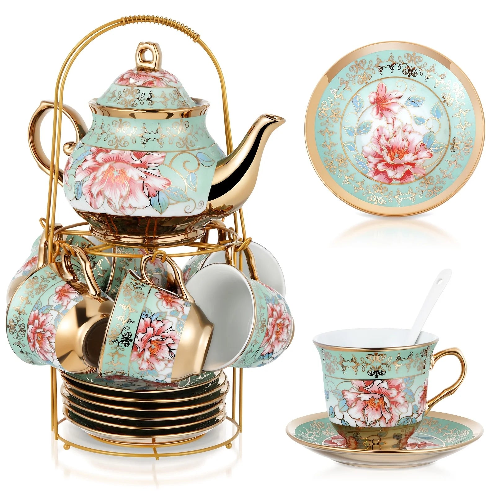 European Floral Tea Set (20-Piece)
